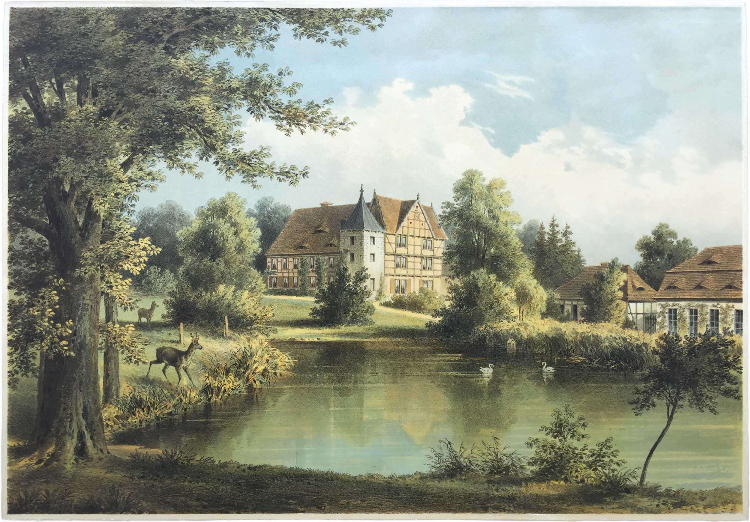 Herrenhaus Briest, Lithografie Wilhelm Loeillot
