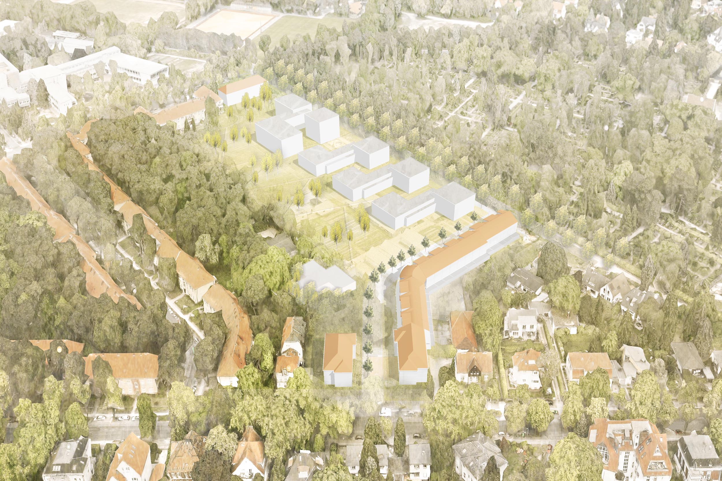 Wohnbebauung Fischerhüttenstraße Vogelperspektive