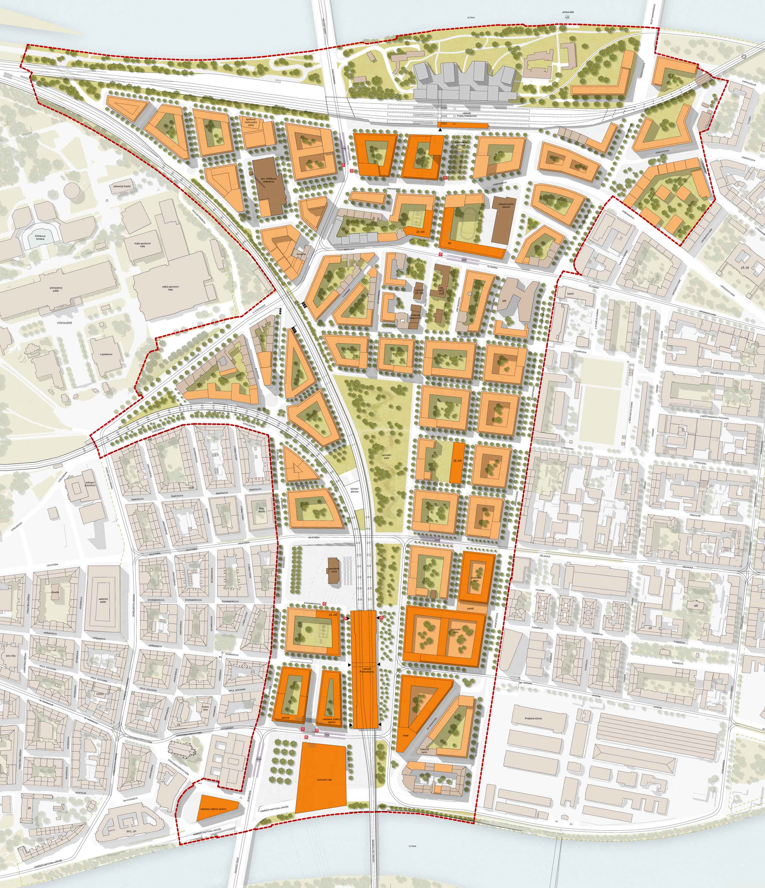 Masterplan Prag Holesovice/Bubny - Lageplan