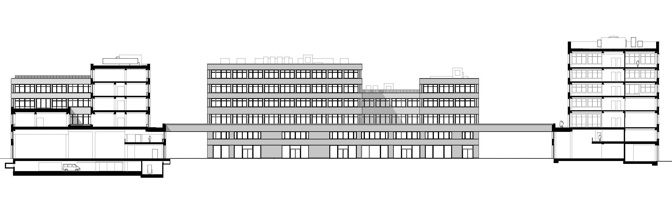Büro und Industrie Campus "Berlin Decks" - Längsschnitt