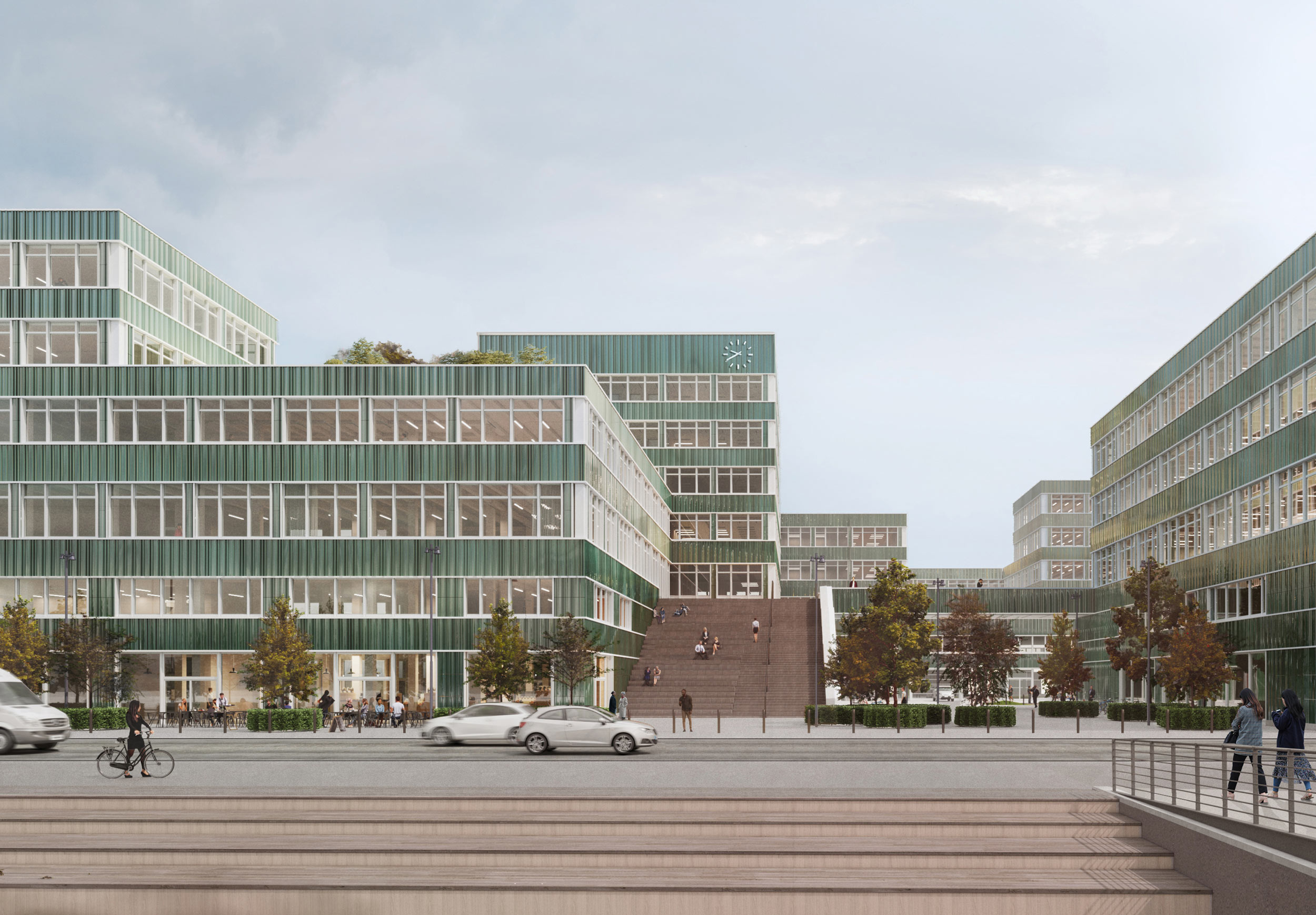 Büro und Industrie Campus "Berlin Decks" vom Ufer aus gesehen
