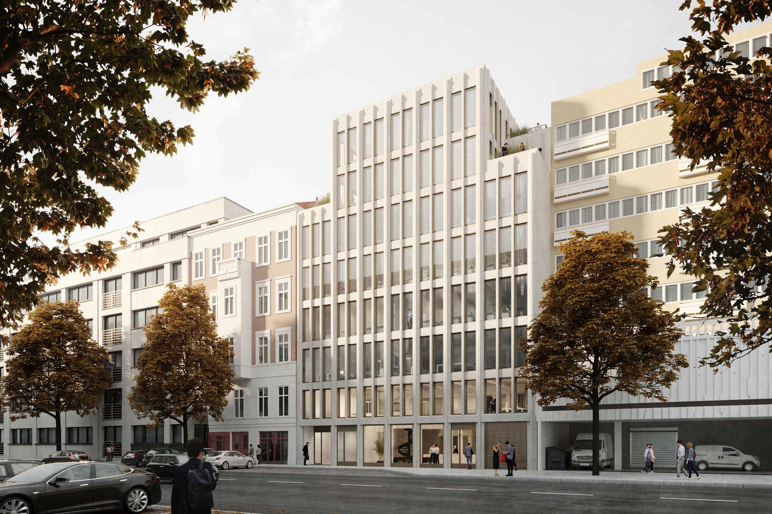 Büro- und Geschäftshaus Ansbacher Straße - Straßenperspektive
