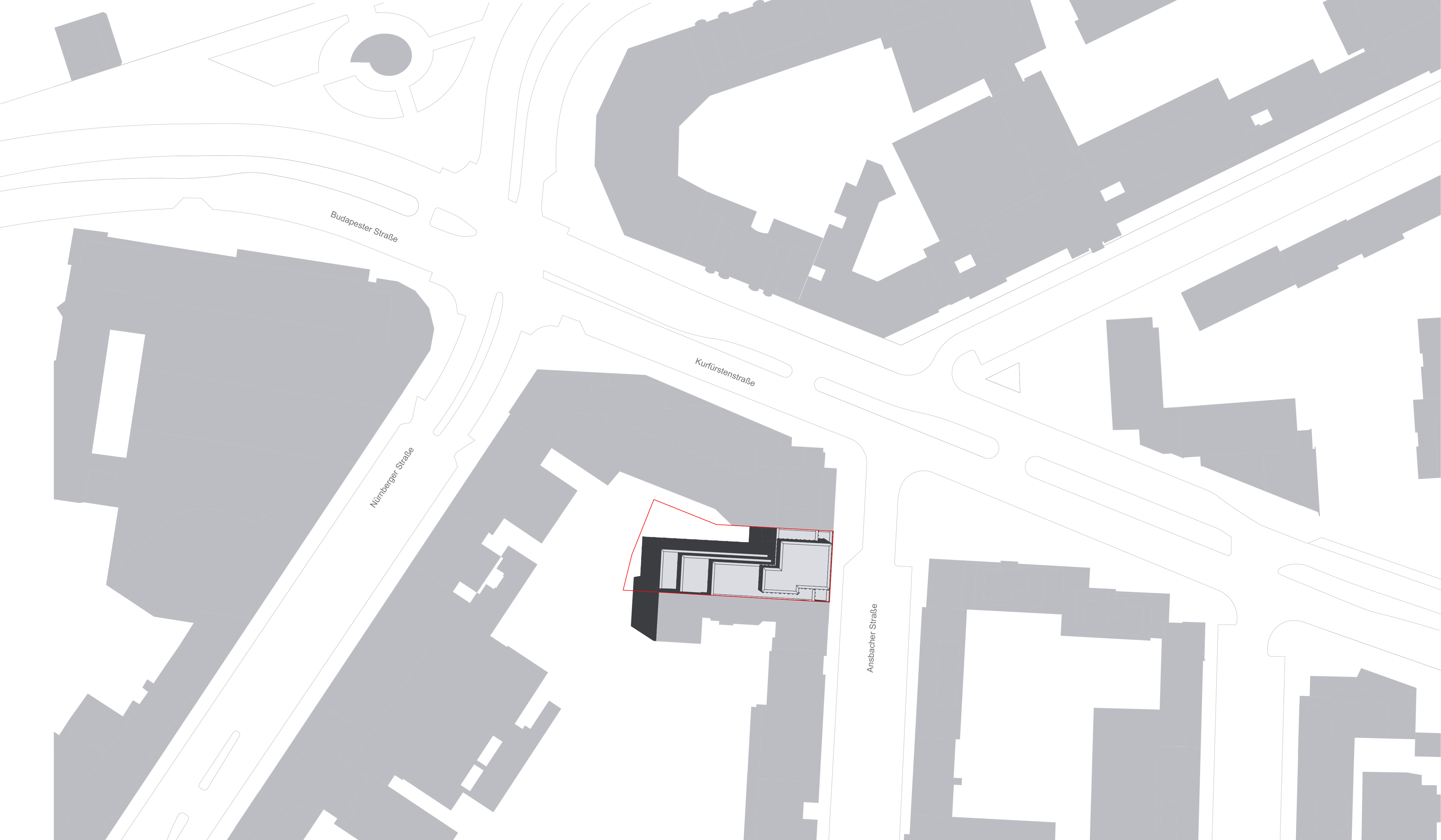 Büro- und Geschäftshaus Ansbacher Straße - Lageplan